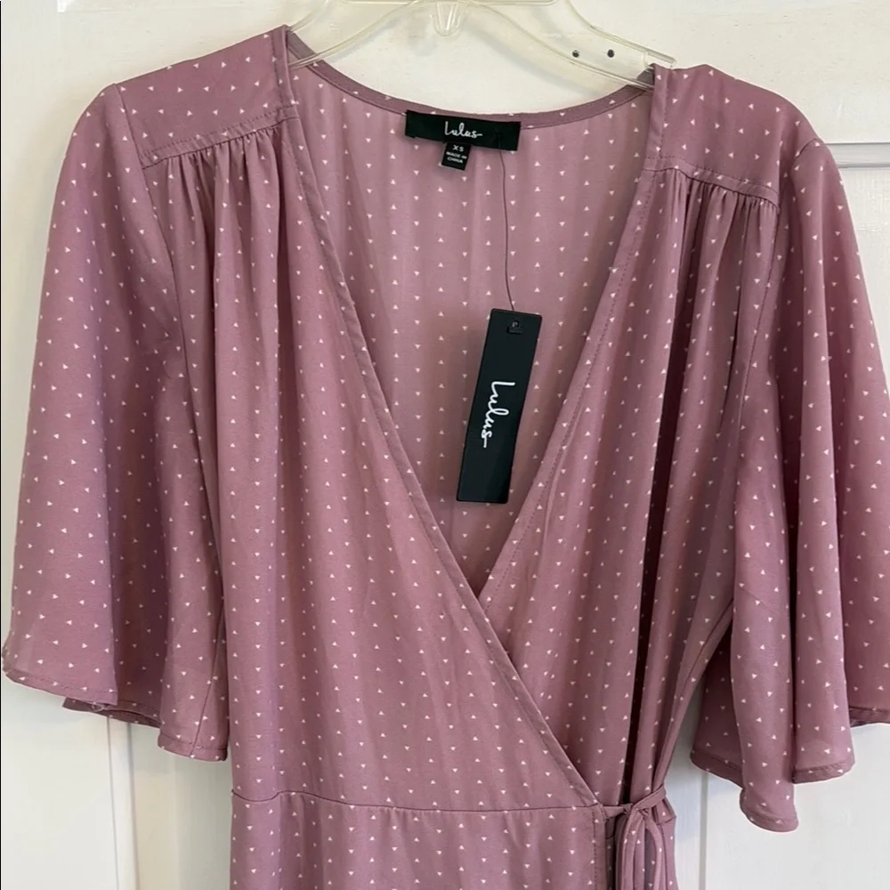 Lulus Mauve Flowy Summer Wrap Dress - Picture 2 of 5